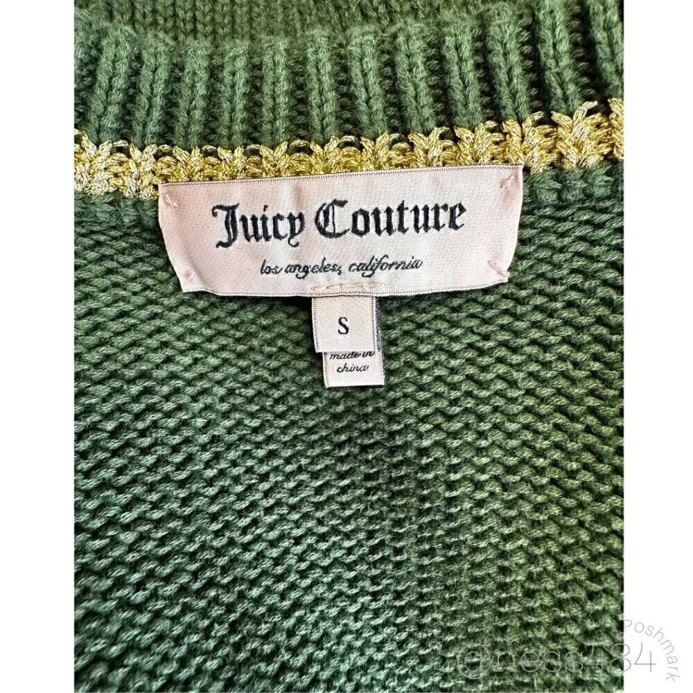 Juicy Couture Green/Gold Cardigan, Small - Picture 4 of 5